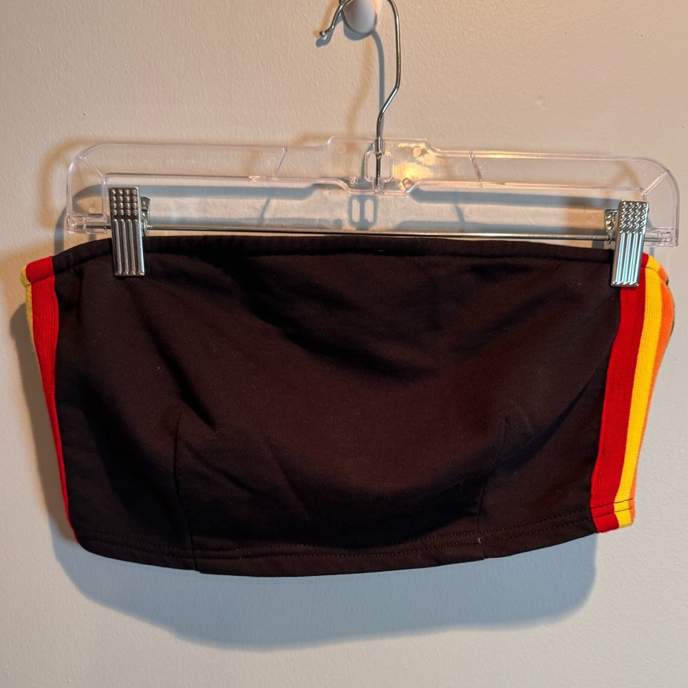 Honey Punch Pride Black Halter Top with Rainbow details